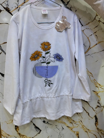 White designed shirt