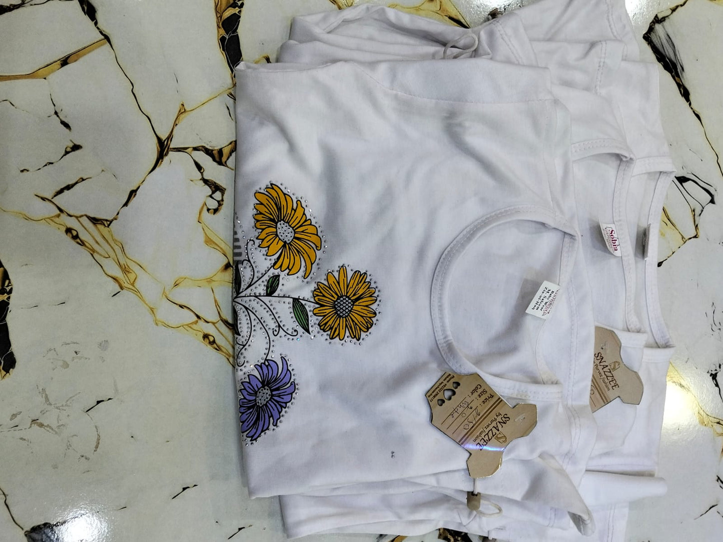 White designed shirt