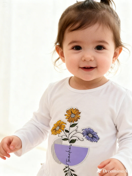 White designed shirt