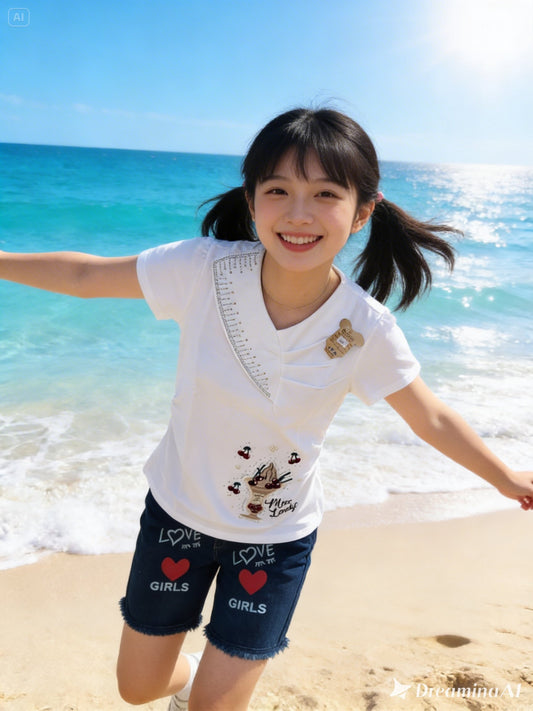 white V-Designed T-shirt